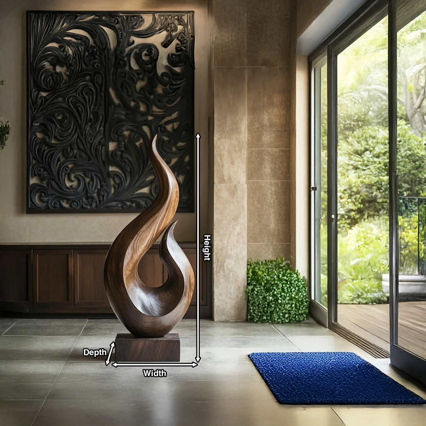 Handcrafted Abstract Wood Statue For Home Accent