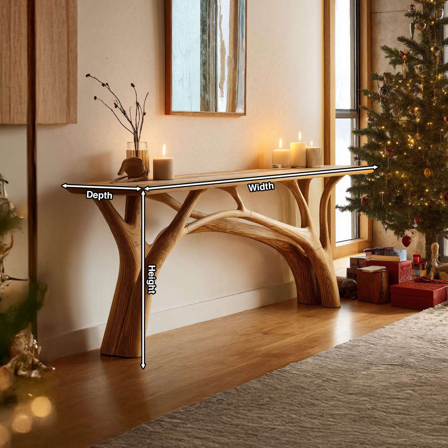 Handcrafted Wooden Live Edge Console Table For Holiday Furniture