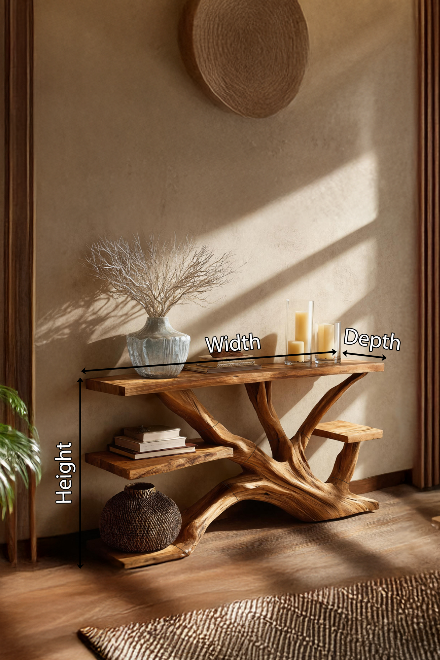 Handcrafted Wooden Live Edge Console Table For Elegant Furniture Decor