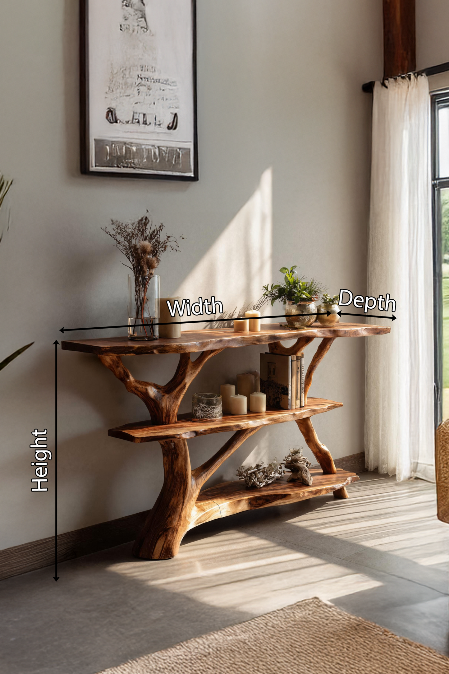 Farmhouse Solid Wood Console Table For Modern Rustic Furniture Style