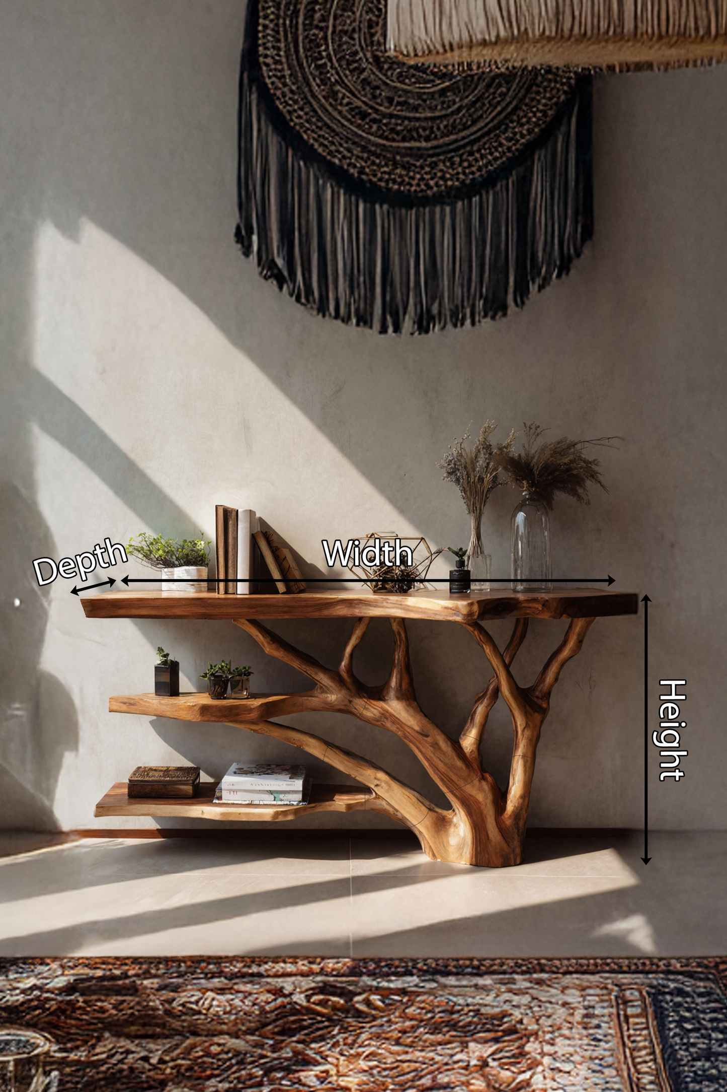 Mid Century Live Edge Entryway Table For Rustic Bedroom Furniture