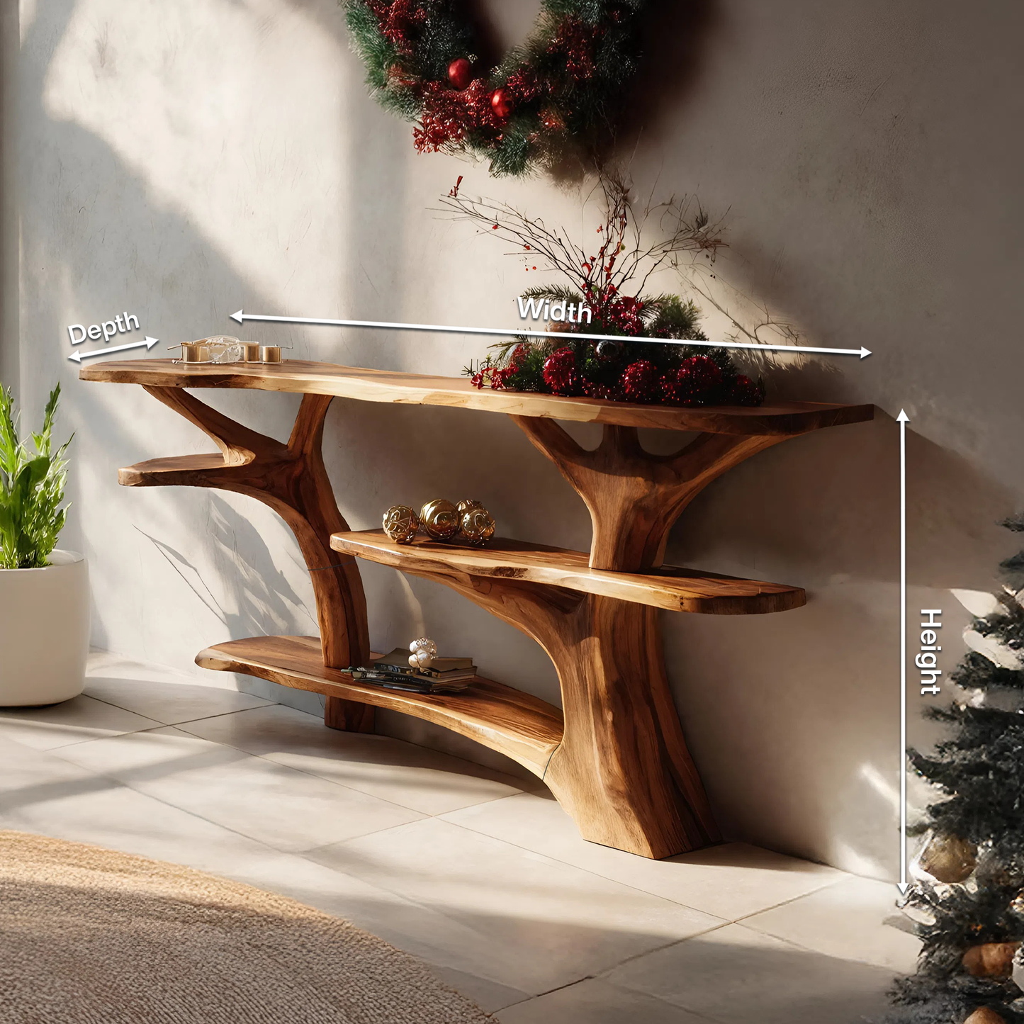 Modern Live Edge Entryway Table For Xmas Entryway Holiday Seasonal Accent