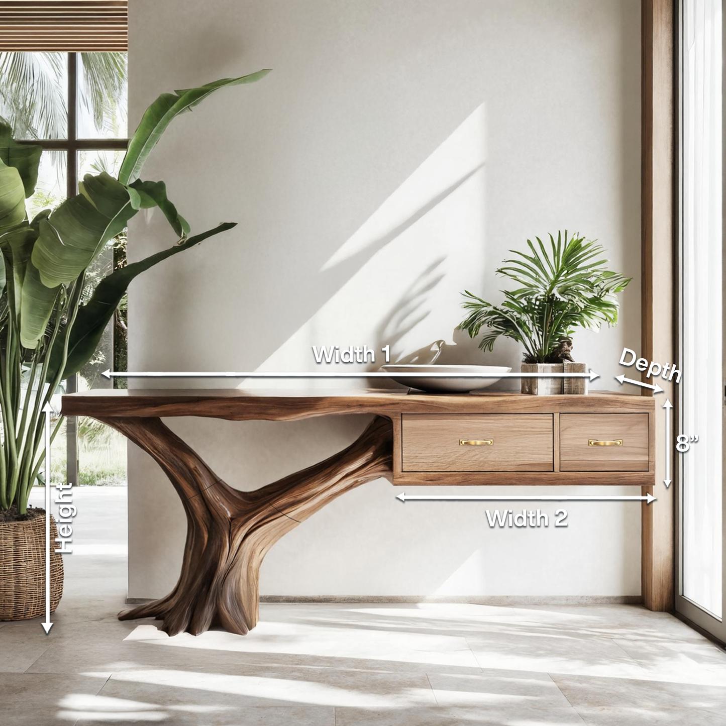 Farmhouse Wooden Console Table For Rustic Bedroom