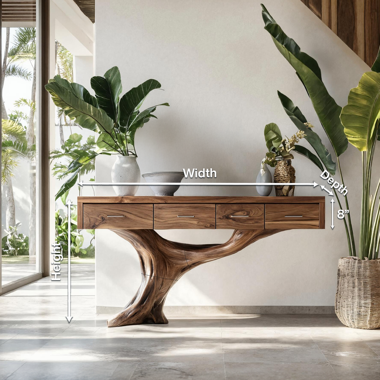 Farmhouse Solid Wood Dressing Table For Bedroom Decor And Storage