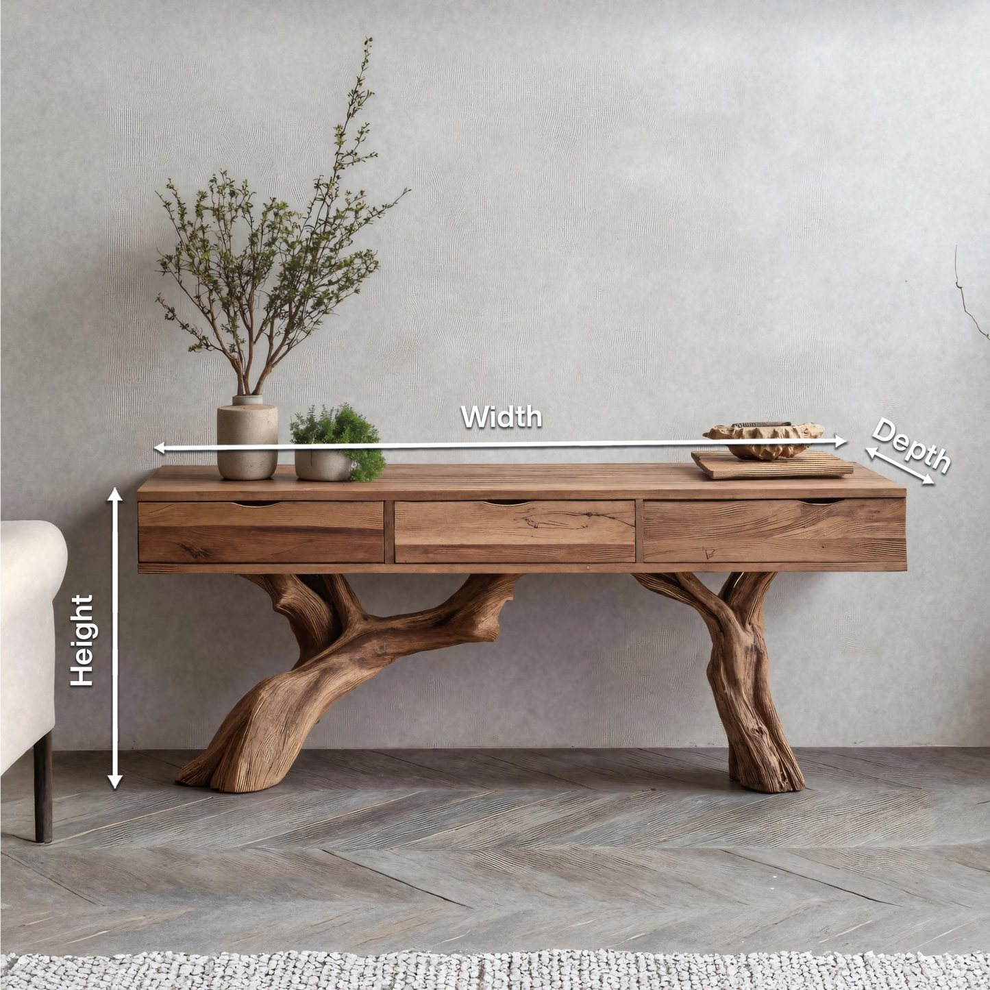 Mid Century Wooden Console Table For Entryway Design With Storage