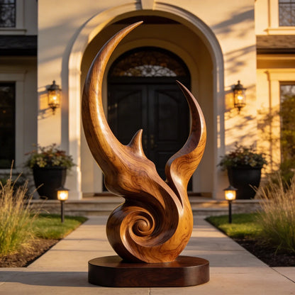 Phoenix Flame Spiral Wood Garden Sculpture
