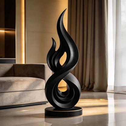 Flame Infinity Abstract Wood Floor Sculpture