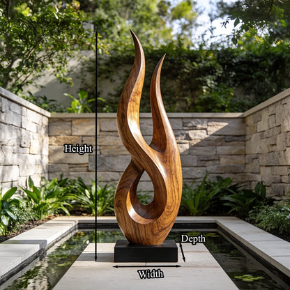 Flame Twist Openwork Abstract Wood Sculpture Decor
