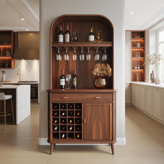 Mid Century Arched Wine Cabinet For Kitchen