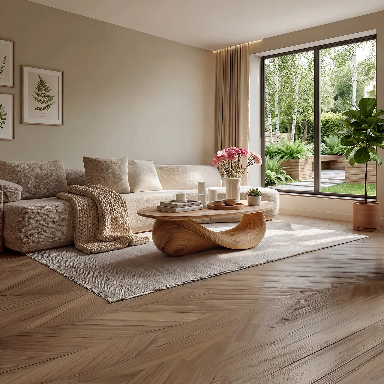Organic Sculptural Coffee Table with Flowing Loop Base