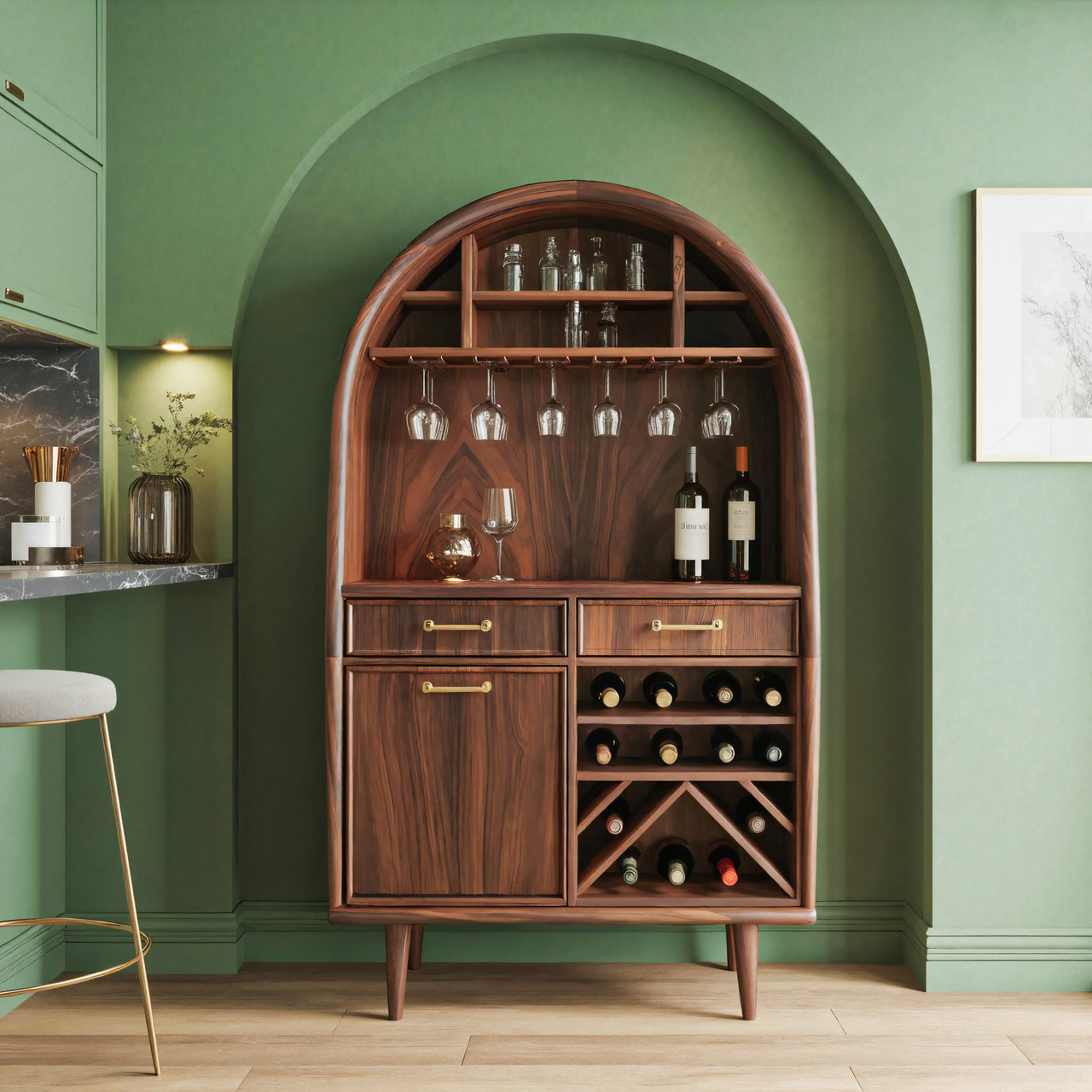 Modern Arched Wine Cabinet For Dining Room