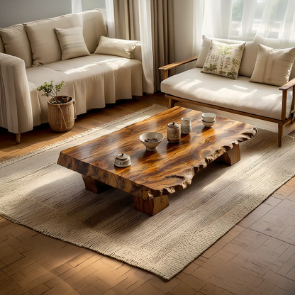 Live Edge Solid Wood Tea Table Low Floor Coffee Table