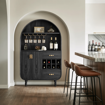 Arched Wine Cabinet With Storage For Dining Room