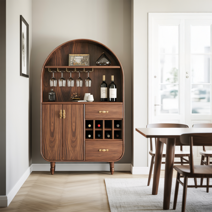Arched Wine Cabinet With Storage For Dining Room