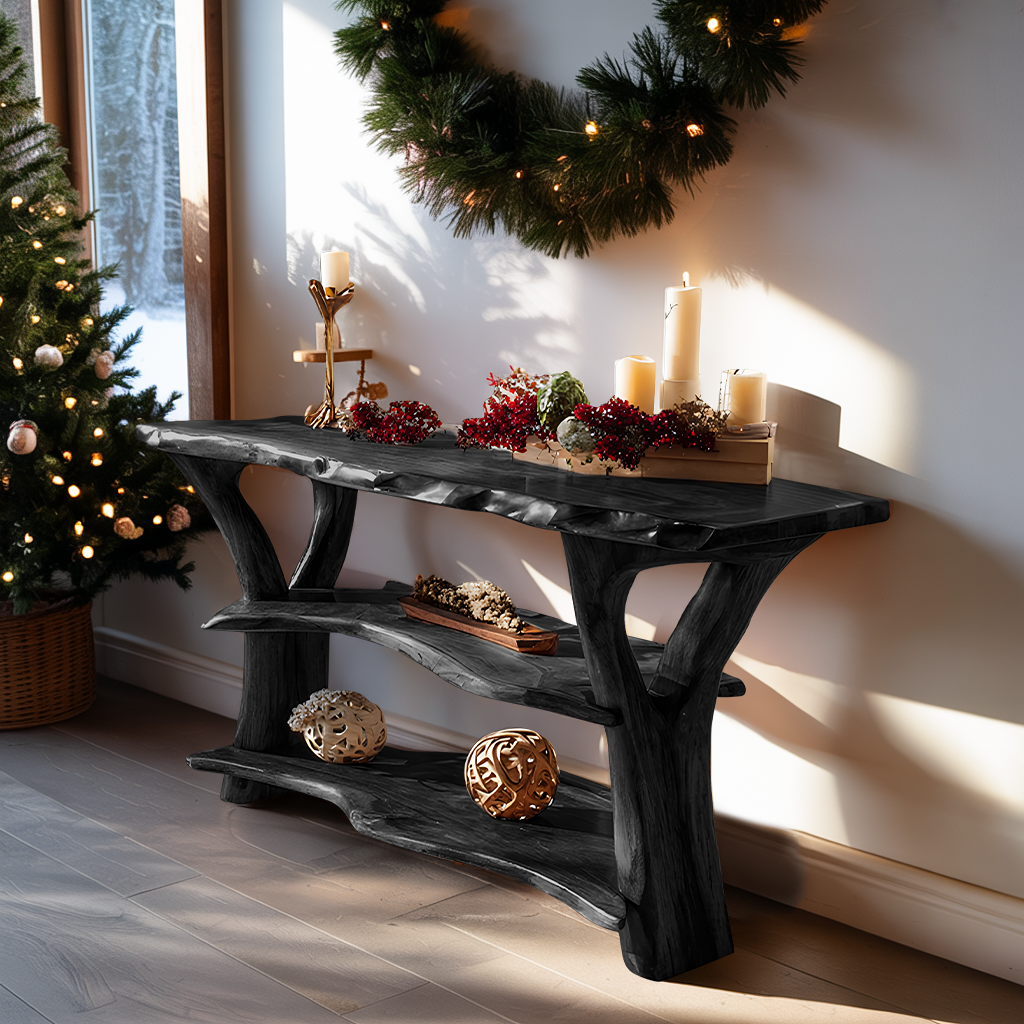 Modern Live Edge Entryway Table For Holiday Living Room Xmas Furniture