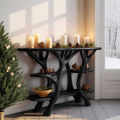 Rustic Solid Wood Console Table For Holiday Living Room Decor