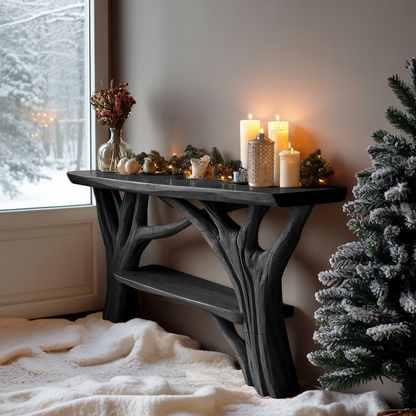 Farmhouse Live Edge Console Table For Holiday Living Room Accent