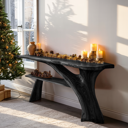 Rustic Live Edge Console Table For Christmas Furniture Entryway