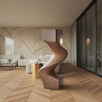 Mid Century Wooden Abstract Sculpture For Furniture Decor