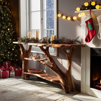 Rustic Modern Solid Wood Console Table For Christmas Living Room Style