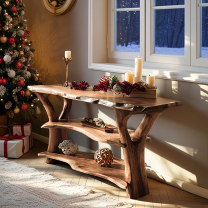 Modern Live Edge Entryway Table For Holiday Living Room Xmas Furniture