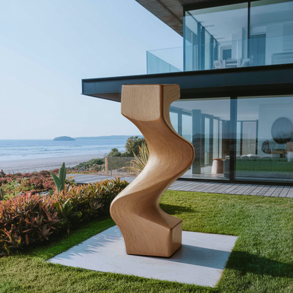 Mid Century Wooden Abstract Sculpture For Furniture Decor