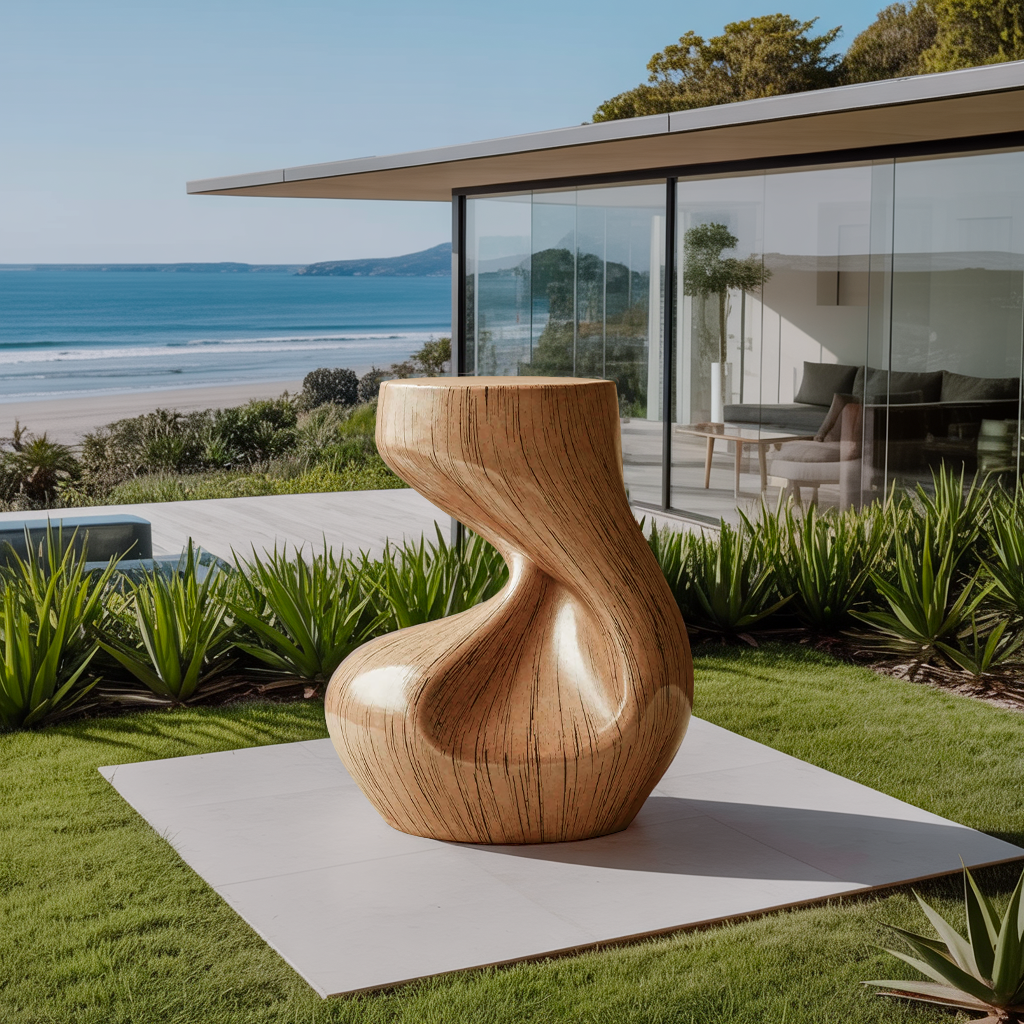 Handcrafted Solid Wood Abstract Sculpture For Entryway