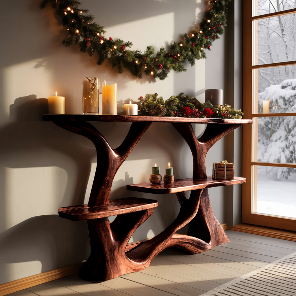 Farmhouse Solid Wood Console Table For Christmas Home Decoration