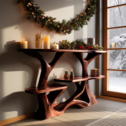 Farmhouse Solid Wood Console Table For Christmas Home Decoration