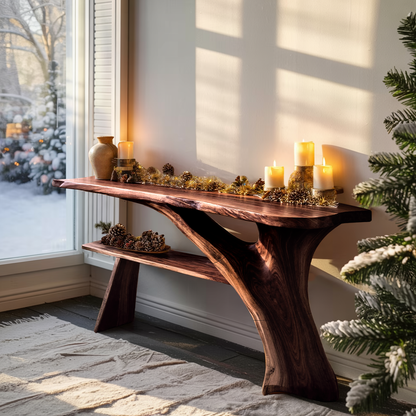 Rustic Live Edge Console Table For Christmas Furniture Entryway