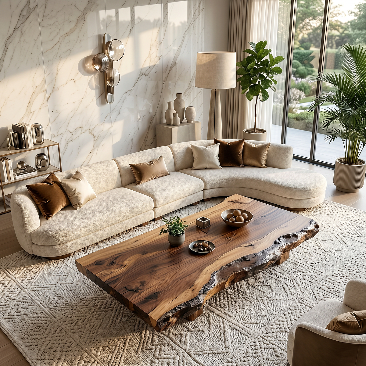 Natural Live Edge Wood Coffee Table Solid Slab Rustic Center Table