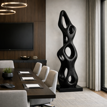Organic Openwork Sculpture in Natural Wood for Bright Interiors