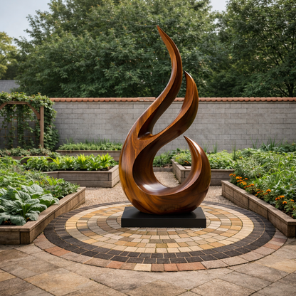 Large Abstract Solid Wood Sculpture Hand Carved Modern Wooden Floor Art