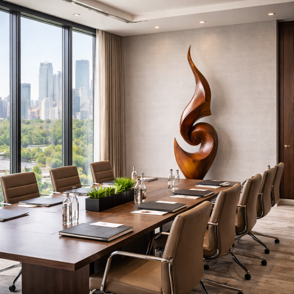 Abstract Solid Wood Floor Sculpture for Modern Luxury Interior