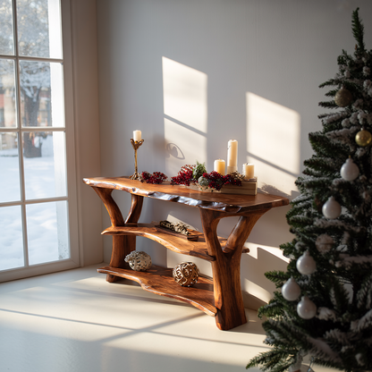 Modern Live Edge Entryway Table For Holiday Living Room Xmas Furniture