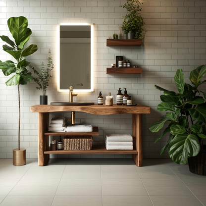 Handcrafted Wooden Storage Vanity For Bathroom Decor