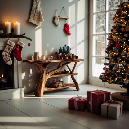 Farmhouse Solid Wood Console Table For Living Room Xmas Holiday Furniture