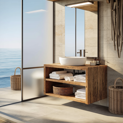 Wooden Bathroom Storage Cabinet For Rustic Decor Vibe