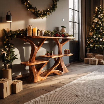 Farmhouse Solid Wood Console Table For Christmas Home Decoration