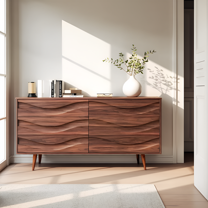 Modern Carved Wave Front Sideboard For Entryway Living Room