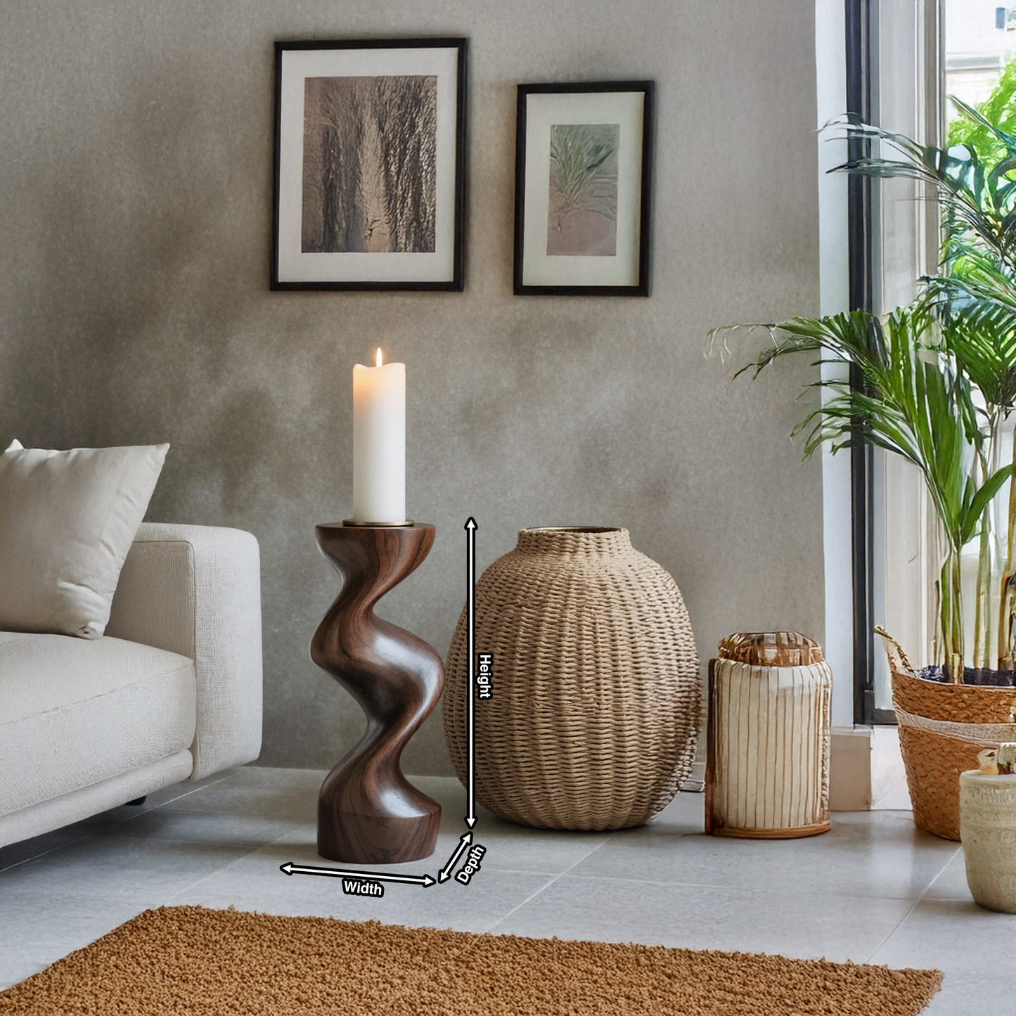 Farmhouse Solid Wood Abstract Sculpture For Garden