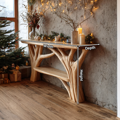 Farmhouse Live Edge Console Table For Holiday Living Room Accent