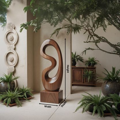 Rustic Solid Wood Abstract Statue For Interior Design