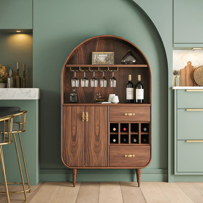Arched Wine Cabinet With Storage For Dining Room