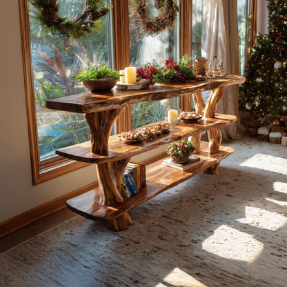 Mid Century Handcrafted Wooden Console Table For Holiday Home Decor