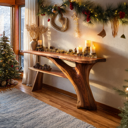 Rustic Live Edge Console Table For Christmas Furniture Entryway