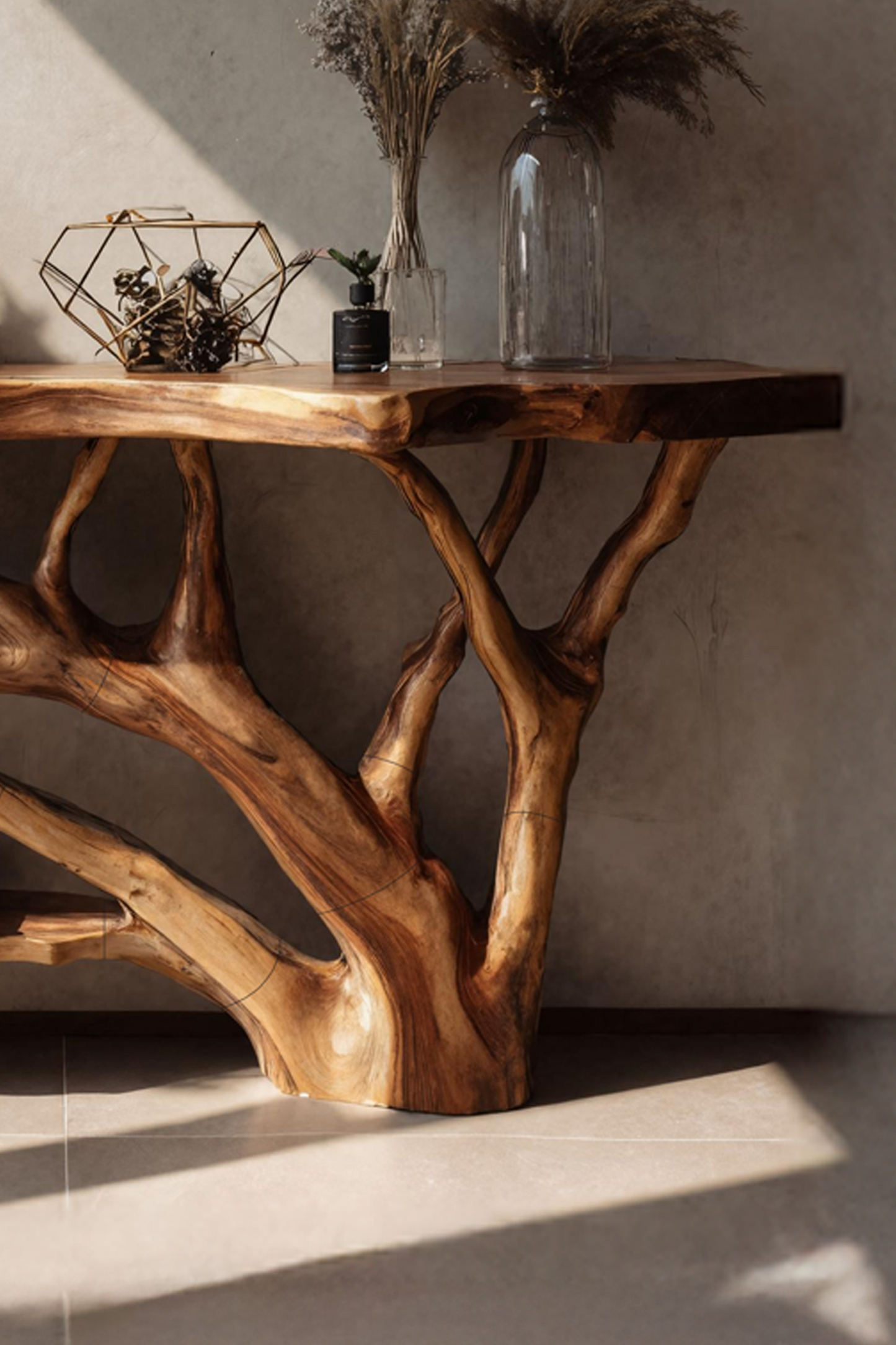 Mid Century Live Edge Entryway Table For Rustic Bedroom Furniture