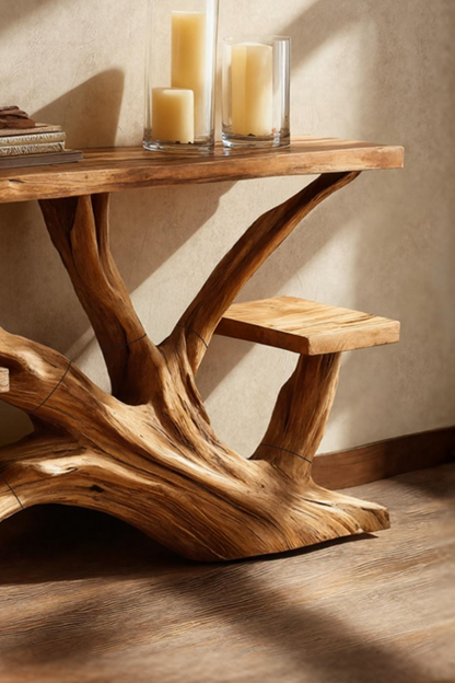 Handcrafted Wooden Live Edge Console Table For Elegant Furniture Decor