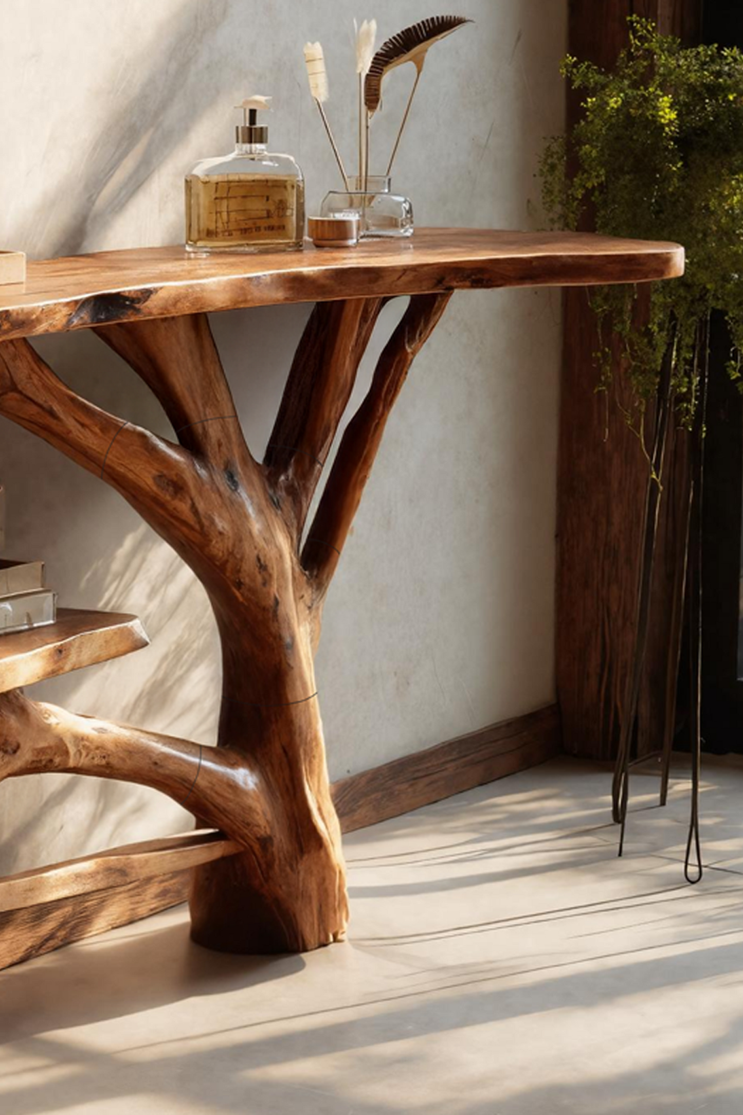 Handcrafted Wooden Live Edge Console Table For Contemporary Furniture Decor