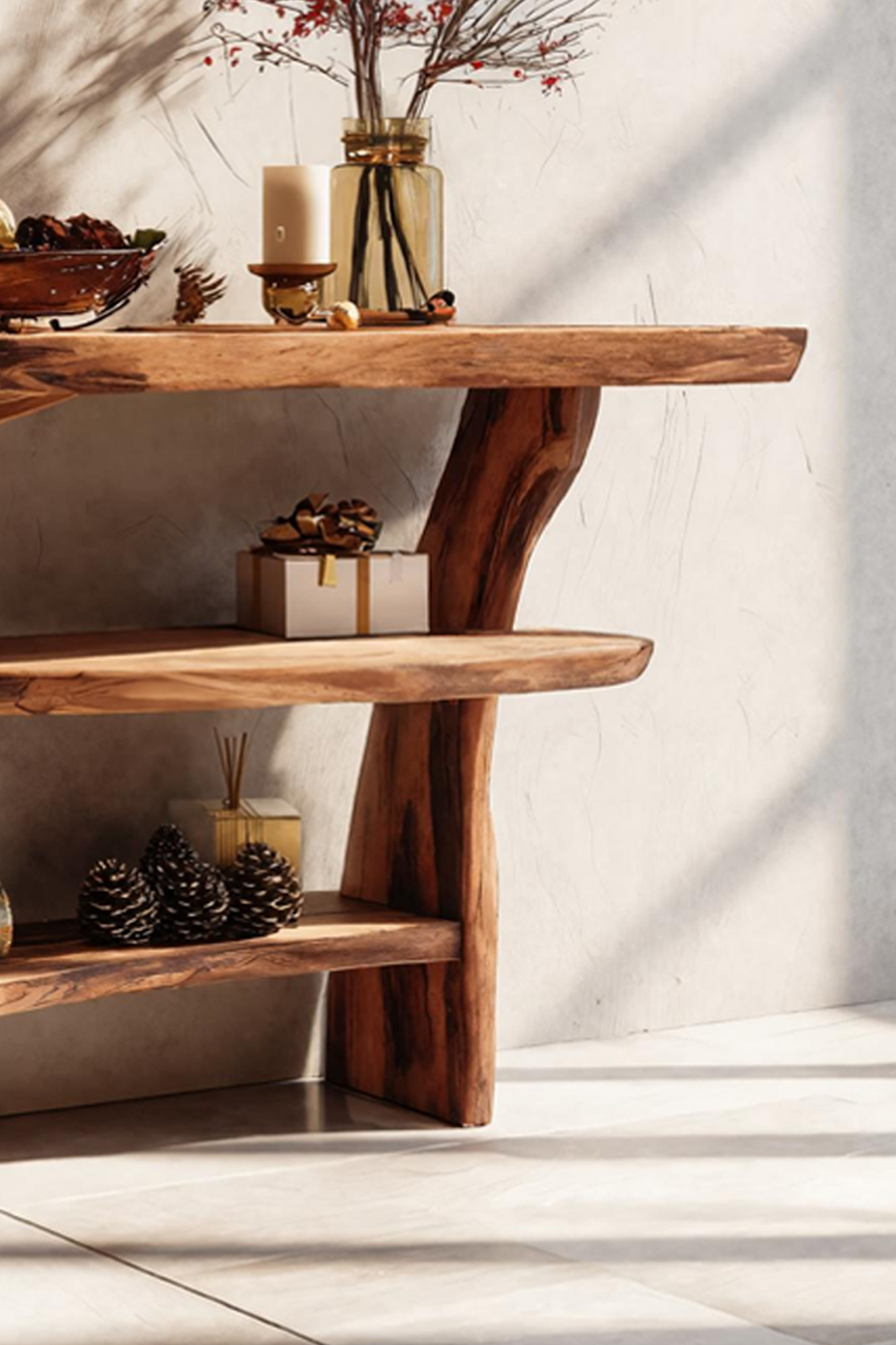 Farmhouse Wooden Live Edge Console Table For Entryway Furniture Design